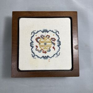 Vintage Cross Stitch Wooden Keepsake Trinket Storage Box
